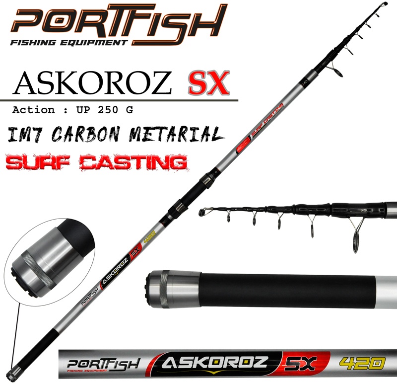 Portfish%20Askoroz%20Sx%20Surf%20Carbon%20Kamışı%20Up%20-%20250%20Gr%20420%20Cm