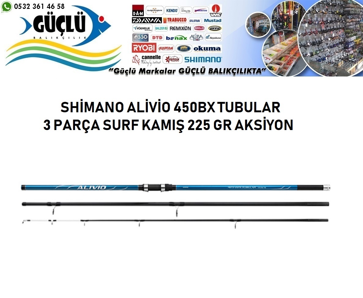 3%20Parça%20Surf%20Kamış%20Shımano%20Alivio%20450bx%20Tubular%20225gr%20Aksiyonlu