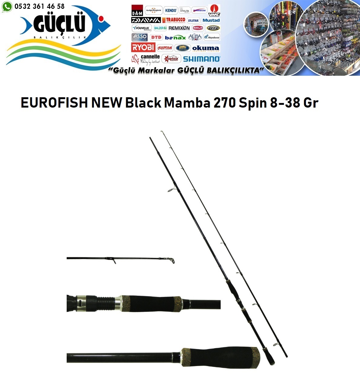 Spin%20Kamışı%20Eurofish%20New%20Black%20Mamba%20270%208-38%20Gr