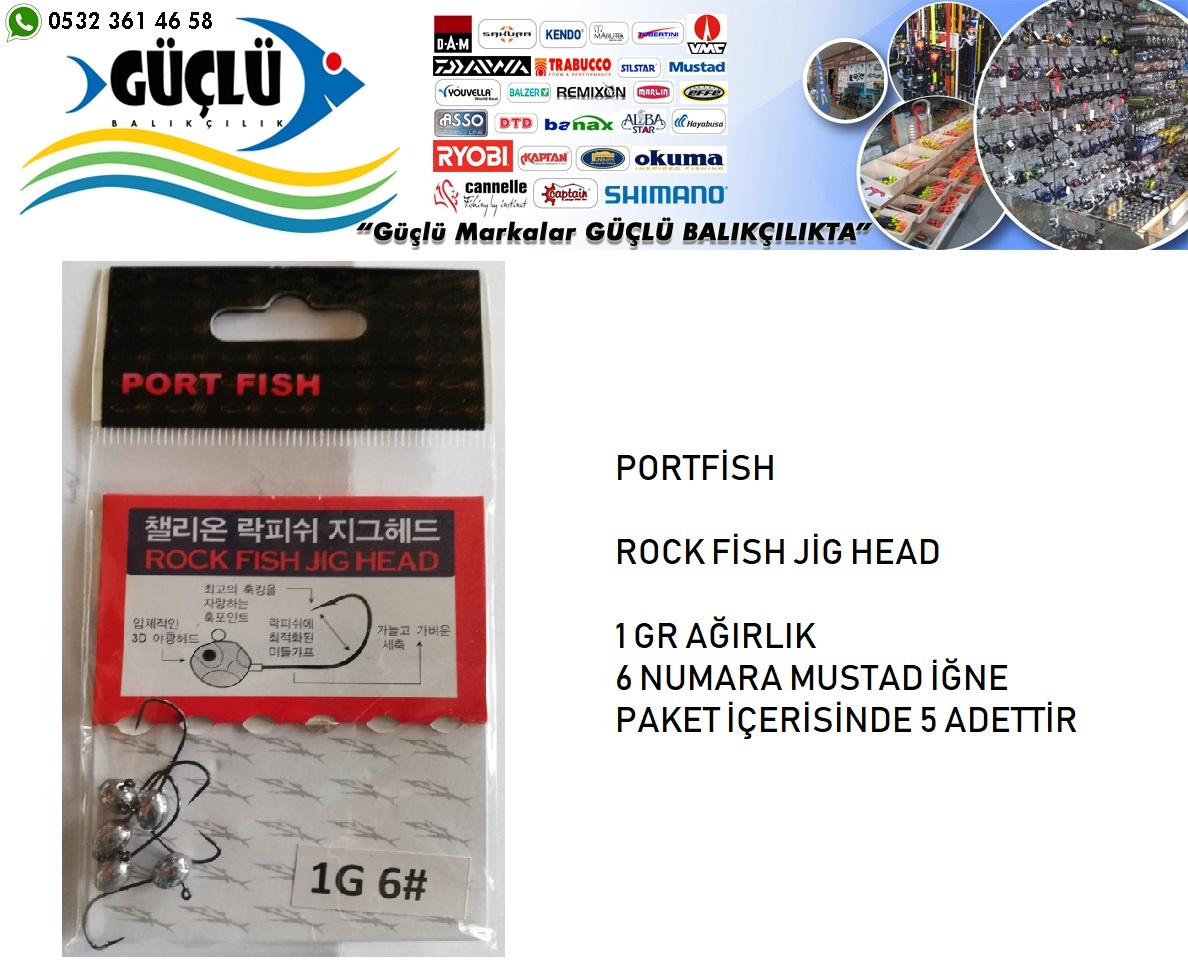 Jig%20Head%20Portfısh%20Rock%20Fısh%201%20Gr%206%20Numara%20Mustad%20İğneli