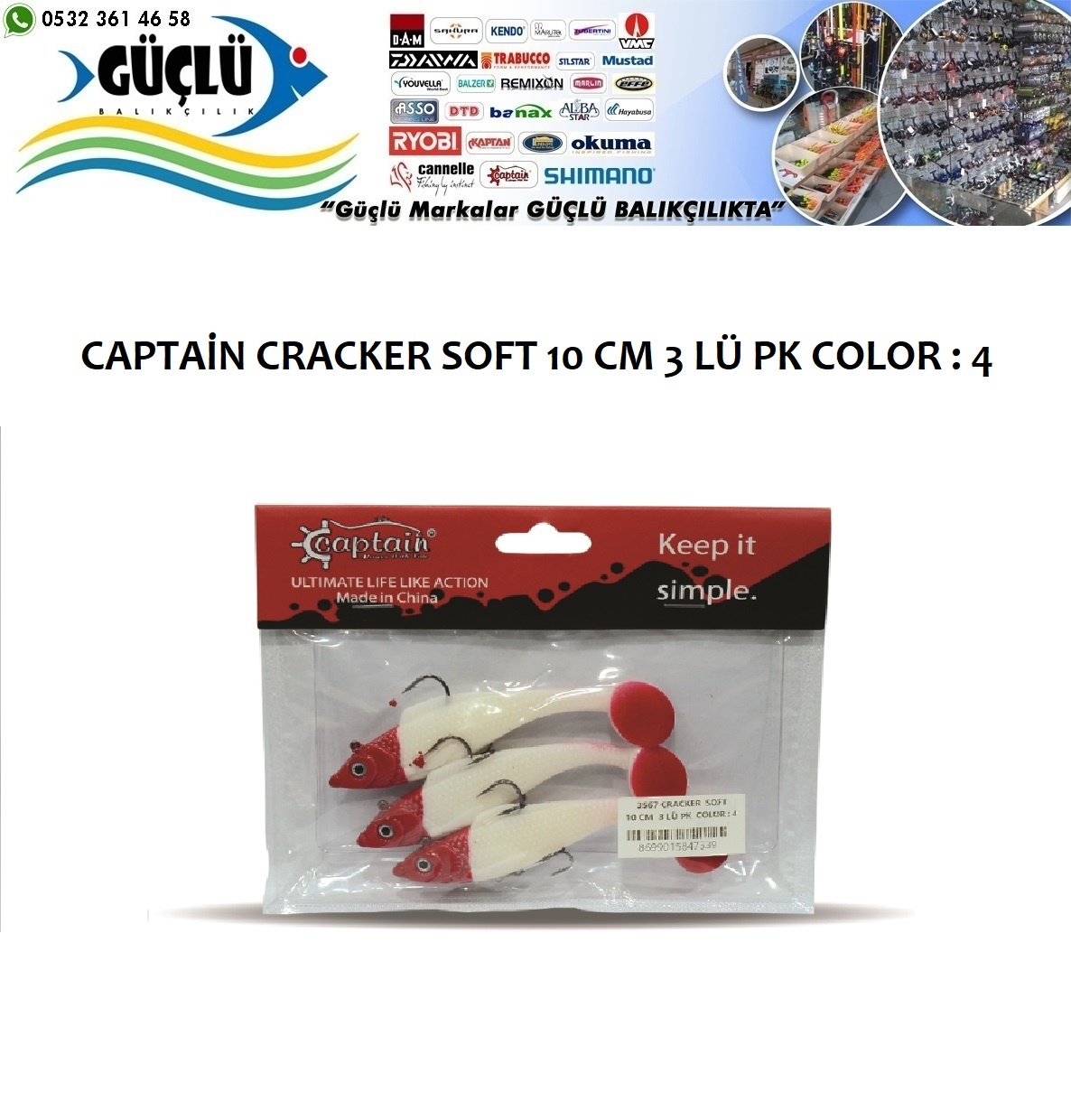 Levrek%20Turna%20Silikonu%20Captaın%20Cracker%20Soft%2010%20Cm%203%20Lü%20Pk%20Renk%20:%204