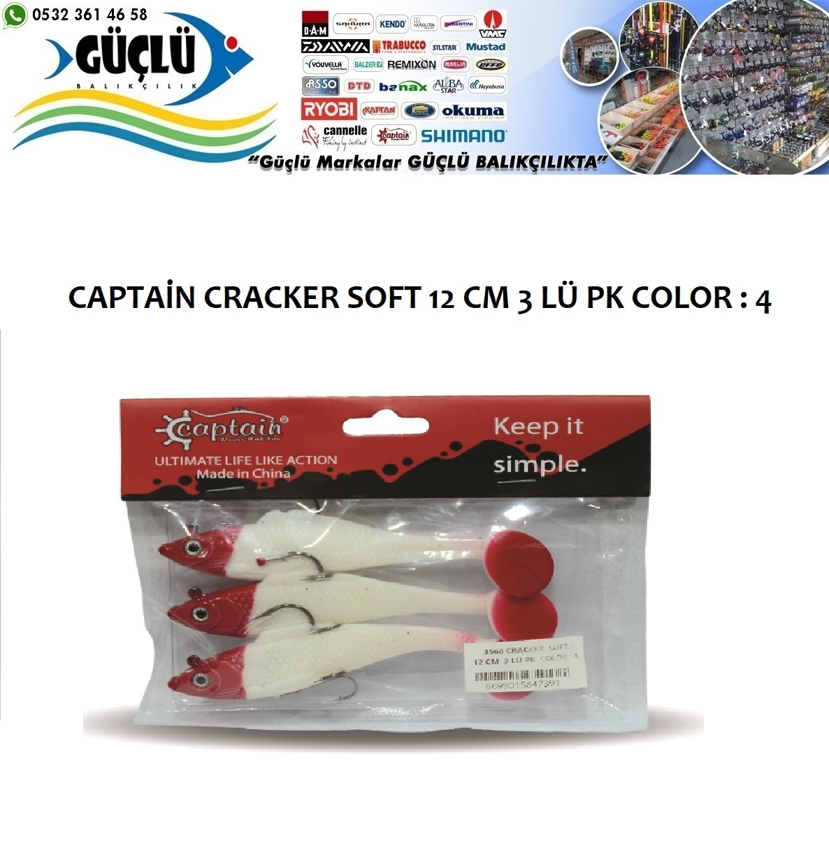 Levrek%20Turna%20Silikonu%20Captaın%20Cracker%20Soft%2012%20Cm%203%20Lü%20Pk%20Renk%20:%204