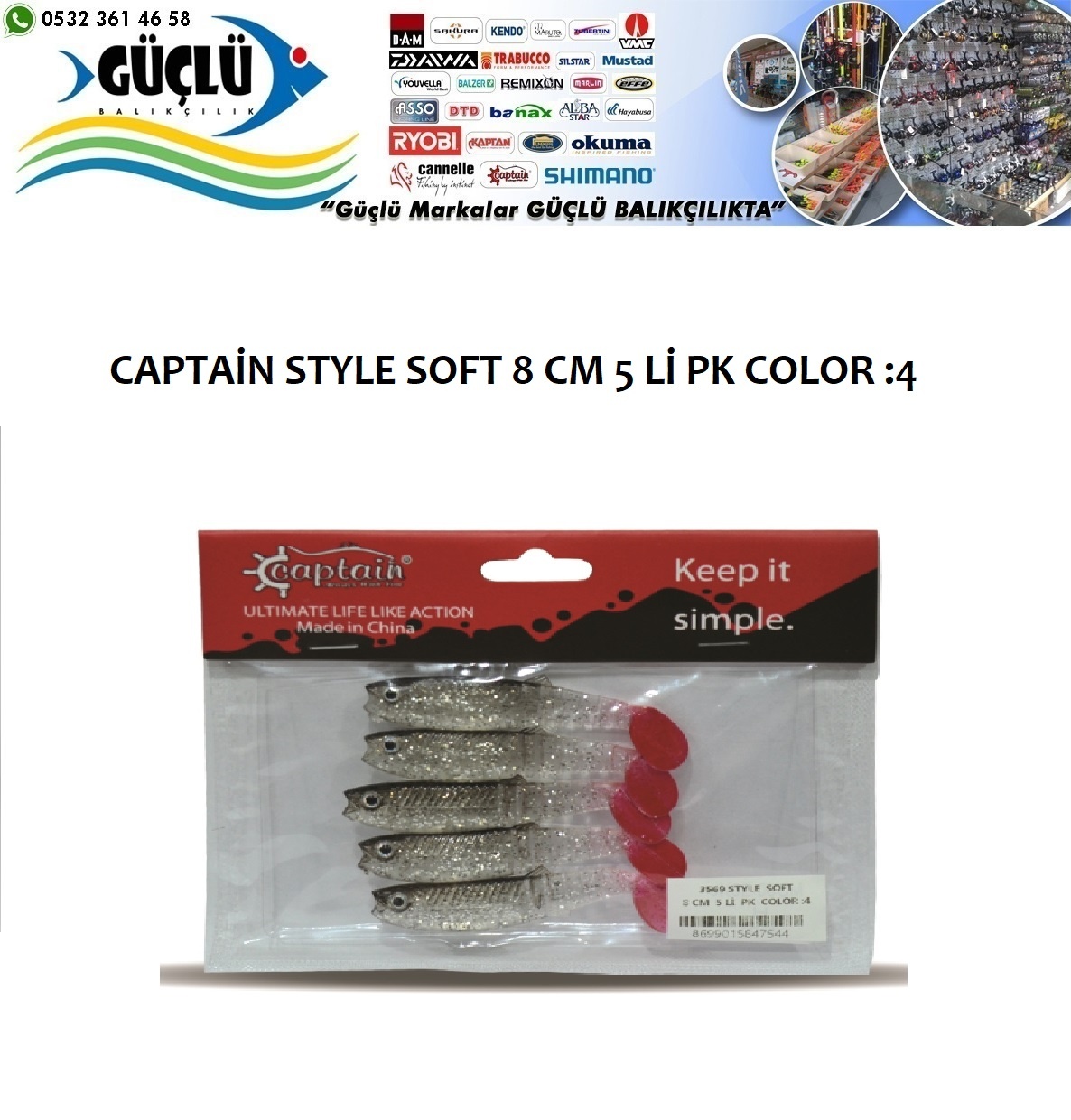 Levrek%20Turna%20Silikonu%20Captain%20Style%20Soft%208%20Cm%205%20Li%20Pk%20Renk%20:4