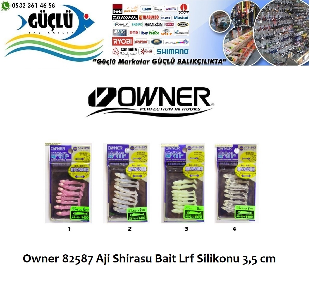 Owner%2082587%20Aji%20Shirasu%20Bait%20Lrf%20Silikonu%203,5%20Cm%20Renk:01