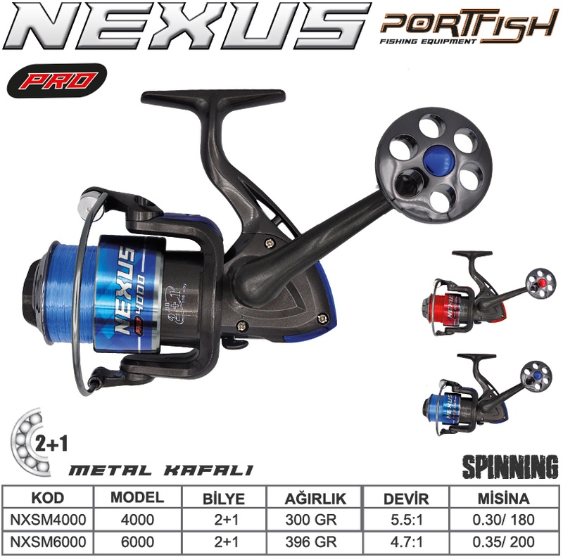 Portfish%20Nexus%20Pro%204000%20Olta%20Makinası%202+1bb%20Metal%20Kafa%20Kırmızı