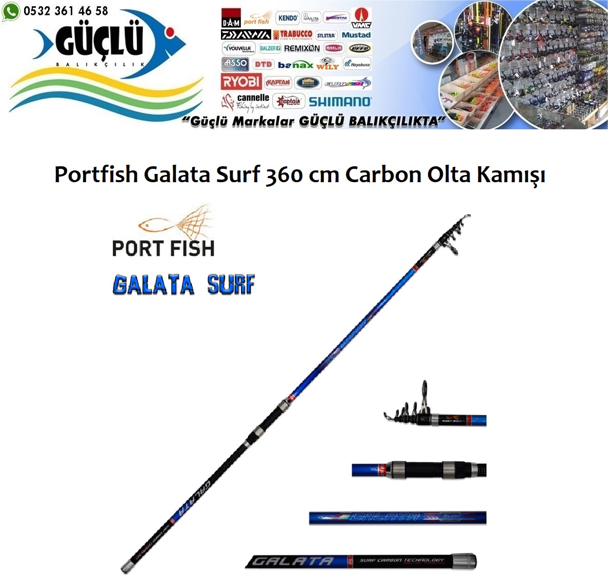 Sörf%20Kamış%20Portfish%20Galata%20Surf%20360%20CM%20Carbon%20250Gr%20Aksiyon