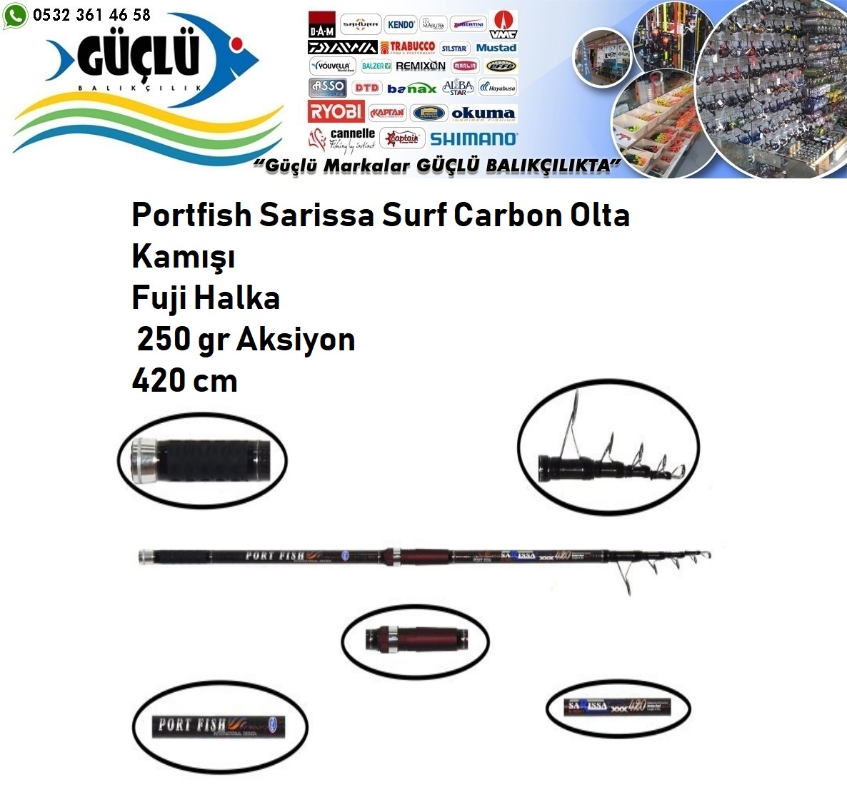 Surf%20Kamışı%20Portfish%20Sarissa%20Surf%20Carbon%20Fuji%20Halka%20420%20CM