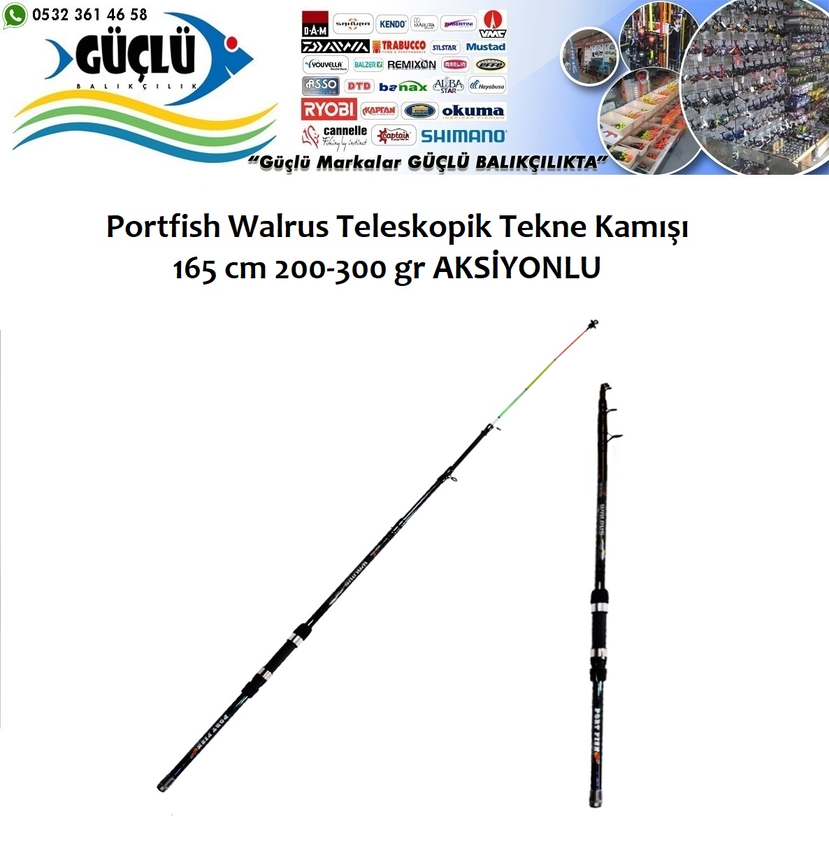 Teleskopik%20Tekne%20Kamışı%20Portfish%20Walrus%20Teleboat%20165Cm%20200-300Gr