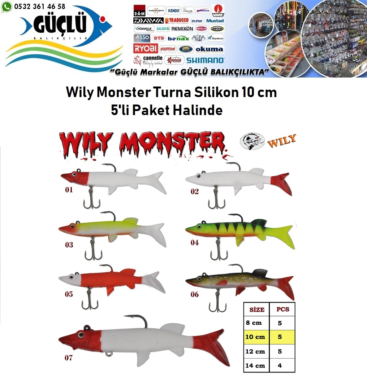 Turna%20Silikonu%2010%20Cm%20Wily%20Monster%205%20Li%20Paket%20Renk:1