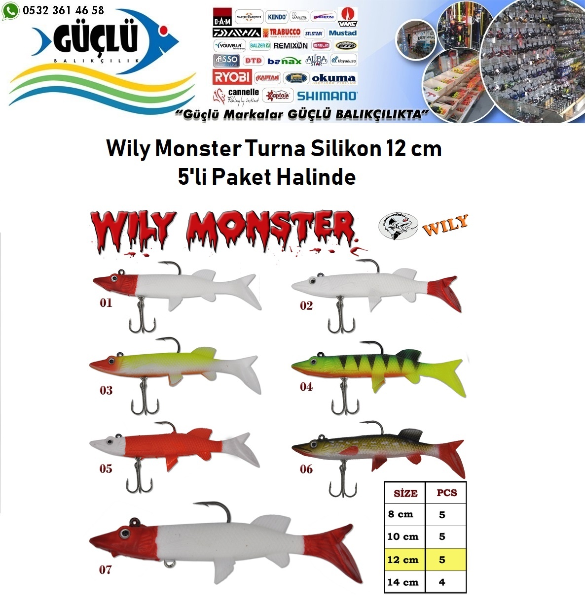 Turna%20Silikonu%2012%20Cm%20Wily%20Monster%205%20Li%20Paket%20Renk:1