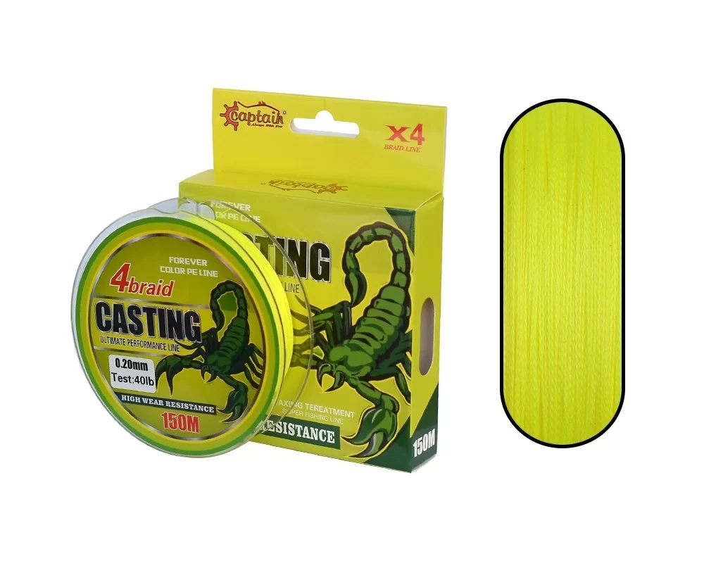 Captain%20Casting%20PE%204%20Kat%20Spin%20İp%20Misina%20150mt%20Sarı%200.20%20mm