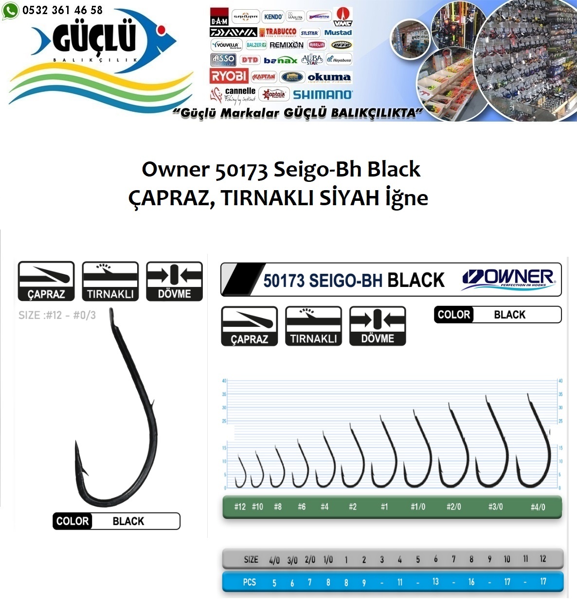 Siyah%20Tırnaklı%20Çapraz%20Olta%20İğnesi%20Owner50173%20Seigo%20No:10