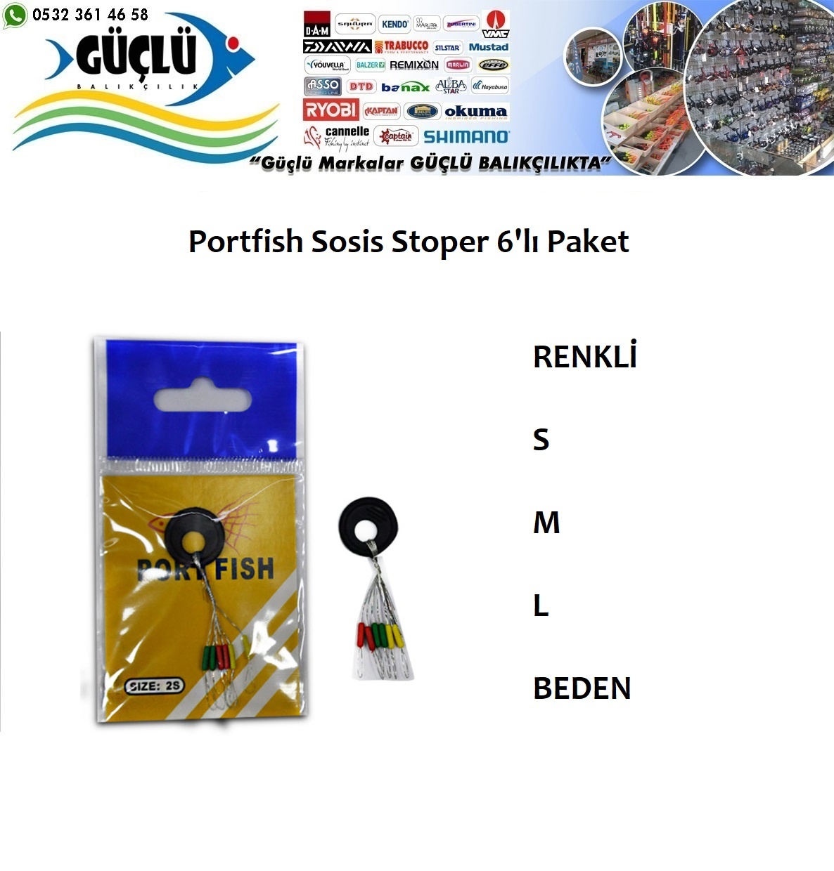 Renkli%20Sosis%20Stoper%206%20Lı%20Paket%20Portfish%20M%20Beden