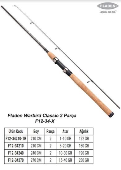 Fladen Warbird Classic Spin Kamışı 270 Cm Karbon Mantar Sap