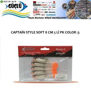 Levrek Turna Silikonu Captaın Style Soft 8 Cm 5 Li Pk Renk :3