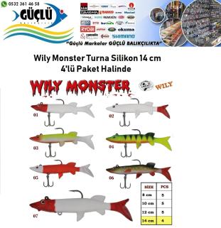 Turna Silikonu 14 Cm Wily Monster 4 Lü Paket Renk:1